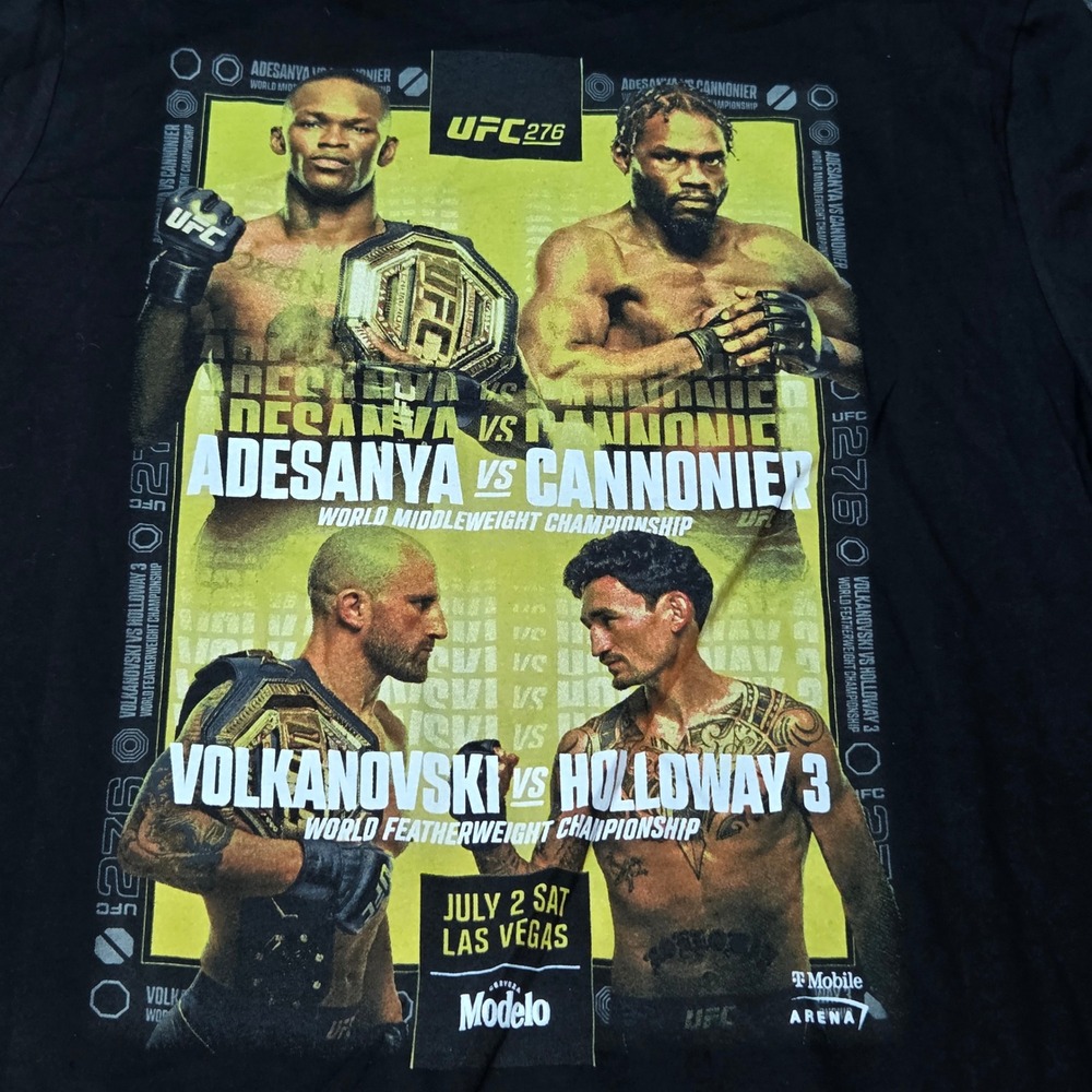 UFC T Shirt Mens Large Black UFC 276 Event Tee Adesanya Volkanovski MMA Graphic